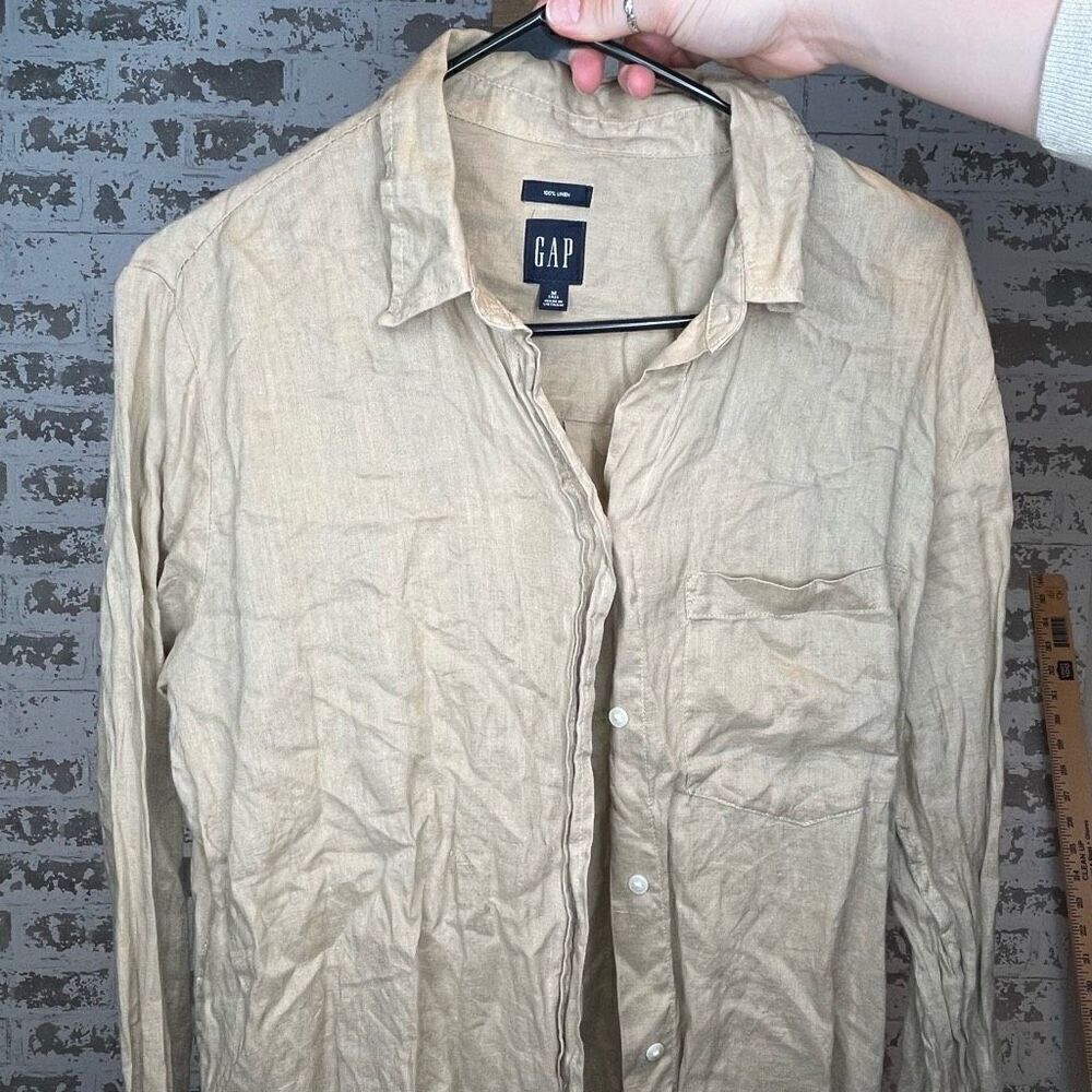 Gap | women tan button down linen top